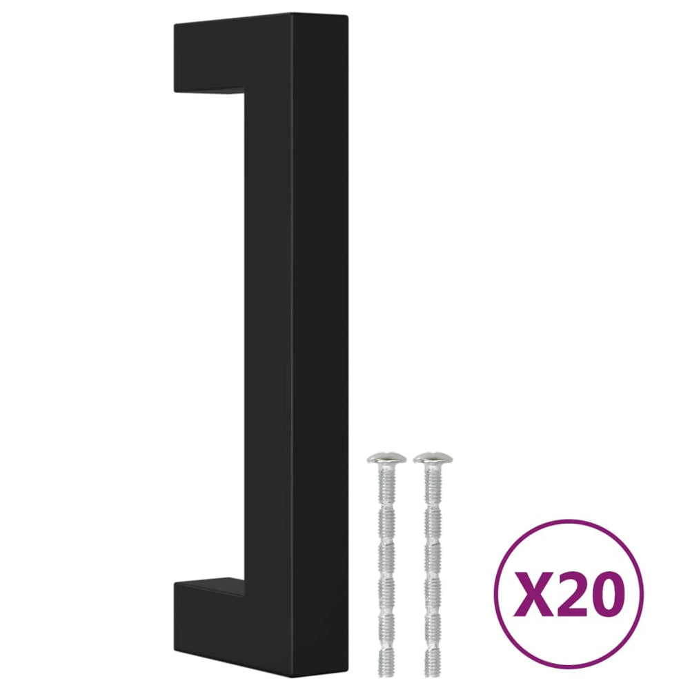 vidaXL Poignées de meuble 20 pcs Noir 96 mm Acier inoxydable
