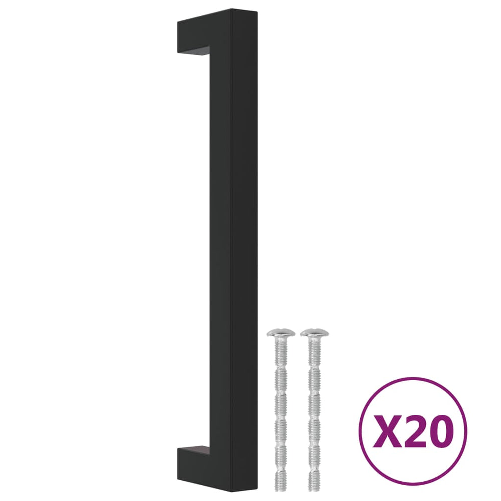vidaXL Poignées de meuble 20 pcs Noir 160 mm Acier inoxydable