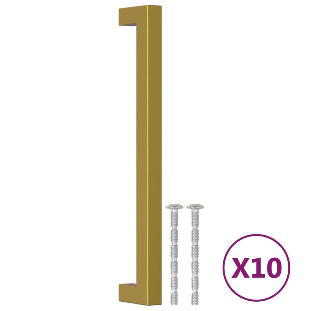vidaXL Poignées de meuble 10 pcs Doré 192 mm Acier inoxydable