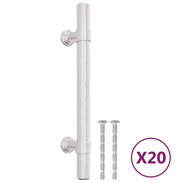vidaXL Poignées de meuble 20 pcs Argenté 96 mm Acier inoxydable