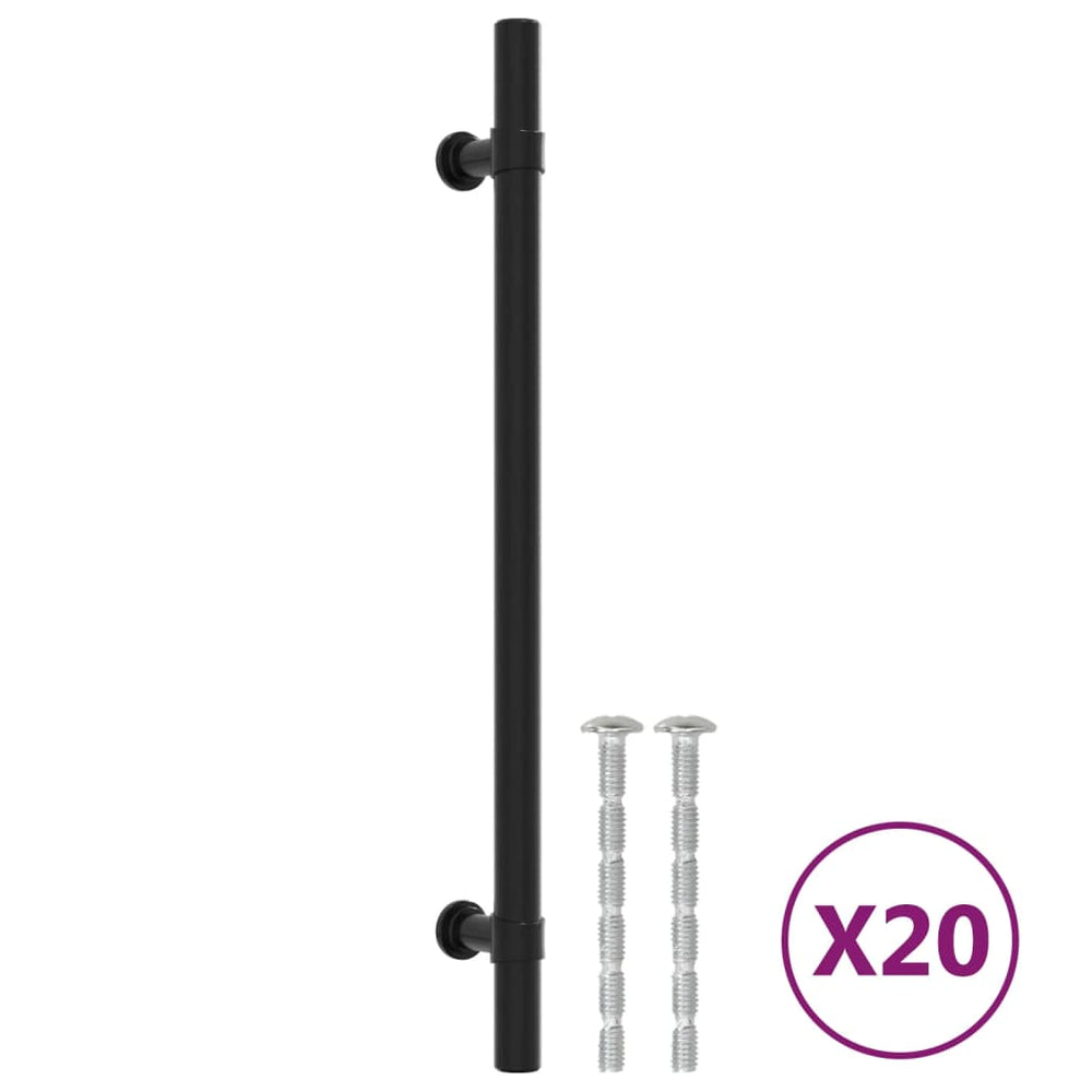 vidaXL Poignées de meuble 20 pcs Noir 192 mm Acier inoxydable