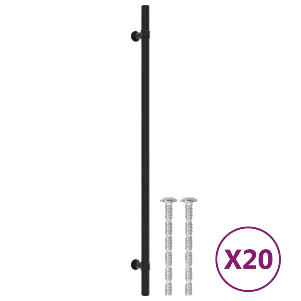 vidaXL Poignées de meuble 20 pcs Noir 320 mm Acier inoxydable