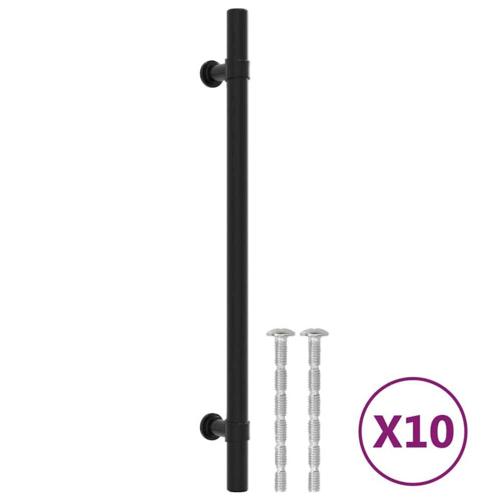 vidaXL Poignées de meuble 10 pcs Noir 192 mm Acier inoxydable