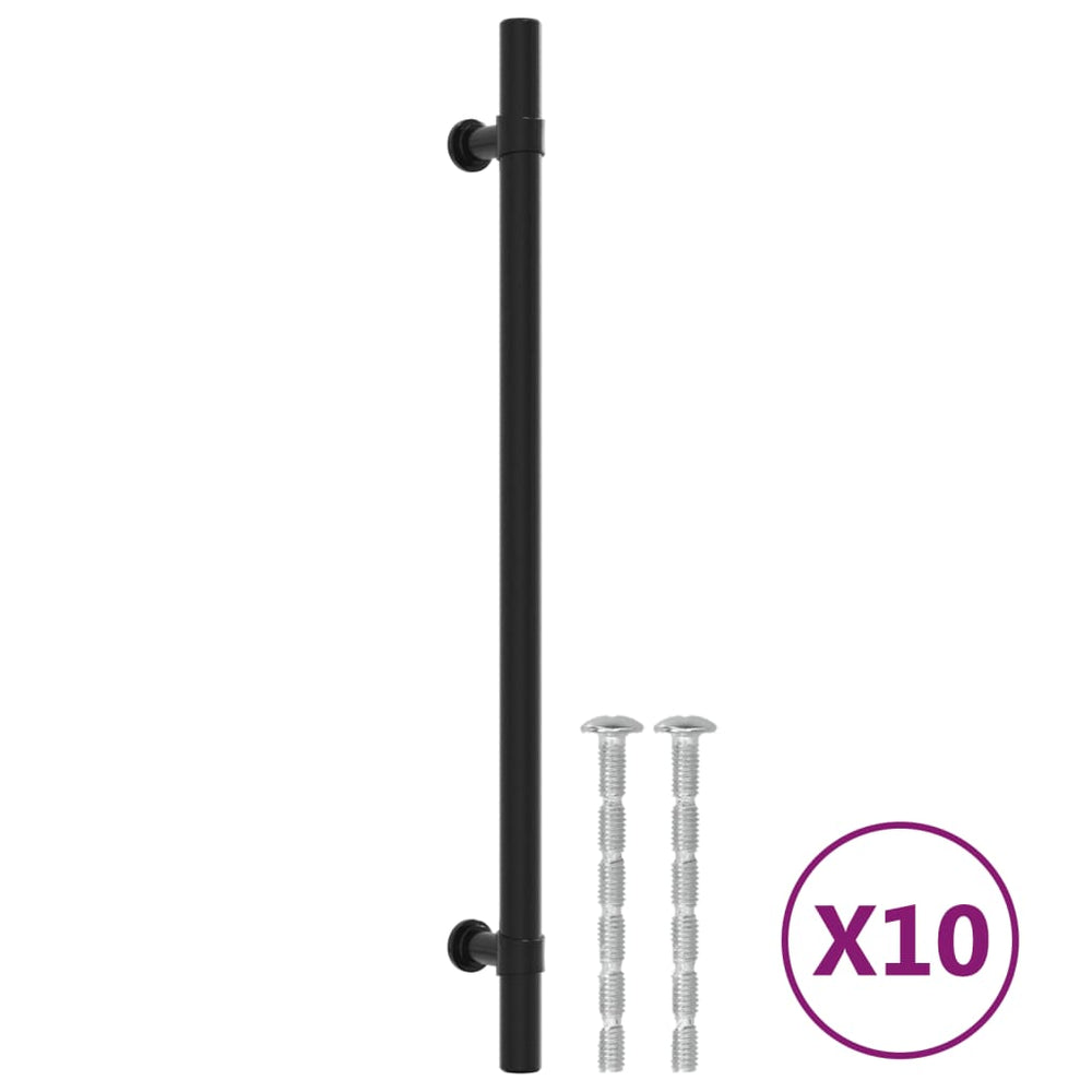 vidaXL Poignées de meuble 10 pcs Noir 224 mm Acier inoxydable