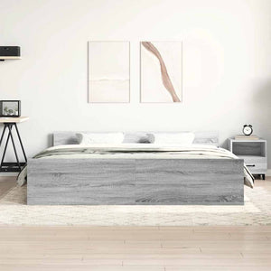 vidaXL Cadre de lit avec tête et pied de lit Gris Sonoma 200x200 cm