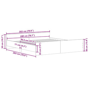vidaXL Cadre de lit avec tête et pied de lit Gris Sonoma 200x200 cm