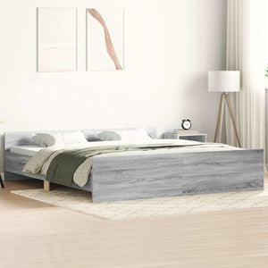 vidaXL Cadre de lit avec tête et pied de lit Gris Sonoma 200x200 cm