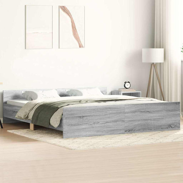 vidaXL Cadre de lit avec tête et pied de lit Gris Sonoma 200x200 cm