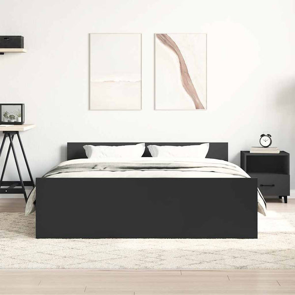 Bettgestell Schwarz 120x200 cm mit Kopf- und Fußteil
