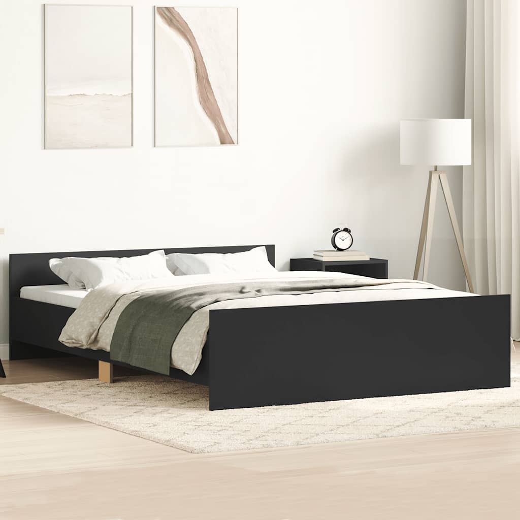 Bettgestell Schwarz 120x200 cm mit Kopf- und Fußteil