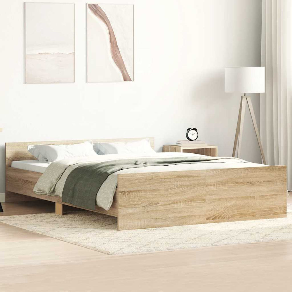 vidaXL Bed Frame with Headboard and Footboard Sonoma Oak 120x200 cm
