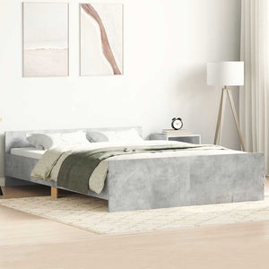 vidaXL Cadre de lit avec tête et pied de lit Gris béton 120x200 cm