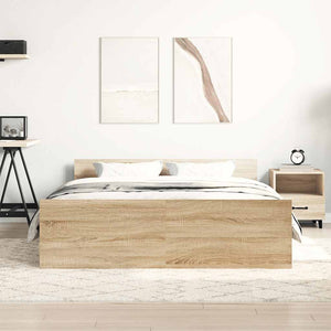 vidaXL Cadre de lit avec tête et pied de lit Chêne Sonoma 140x200 cm