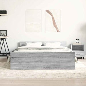 Bettgestell 140x200 cm Grau Sonoma