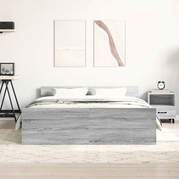 Bettgestell 140x200 cm Grau Sonoma