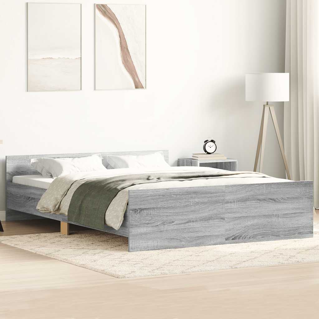 Bettgestell 140x200 cm Grau Sonoma