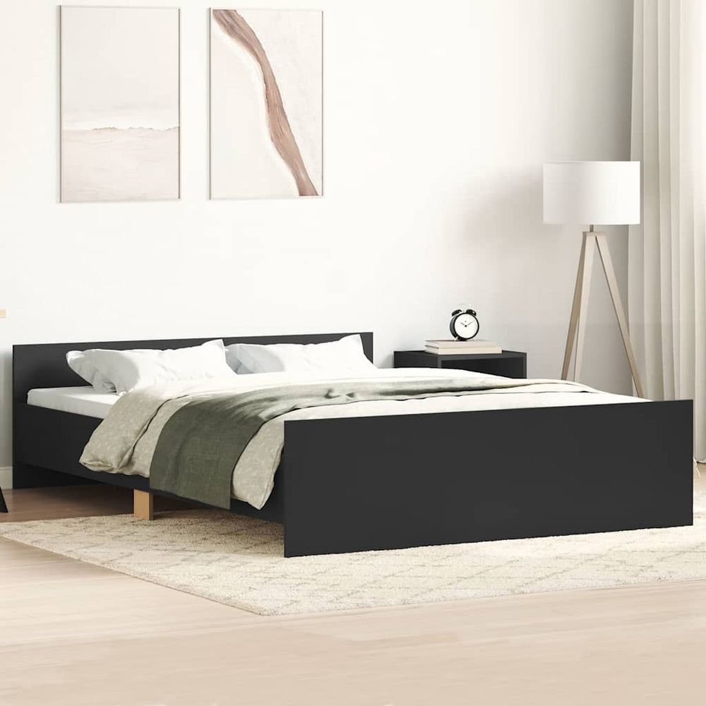 Schwarzes Bettgestell 150x200 cm mit Kopf- und Fußteil