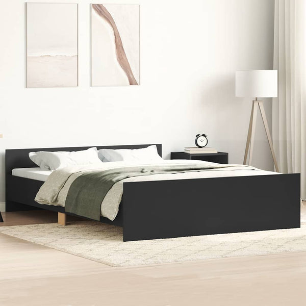 Schwarzes Bettgestell 150x200 cm mit Kopf- und Fußteil
