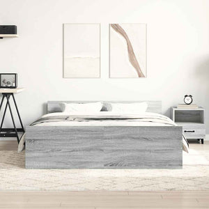vidaXL Cadre de lit avec tête et pied de lit Gris Sonoma 150x200 cm