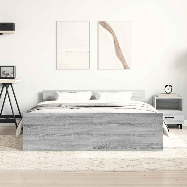 vidaXL Cadre de lit avec tête et pied de lit Gris Sonoma 150x200 cm