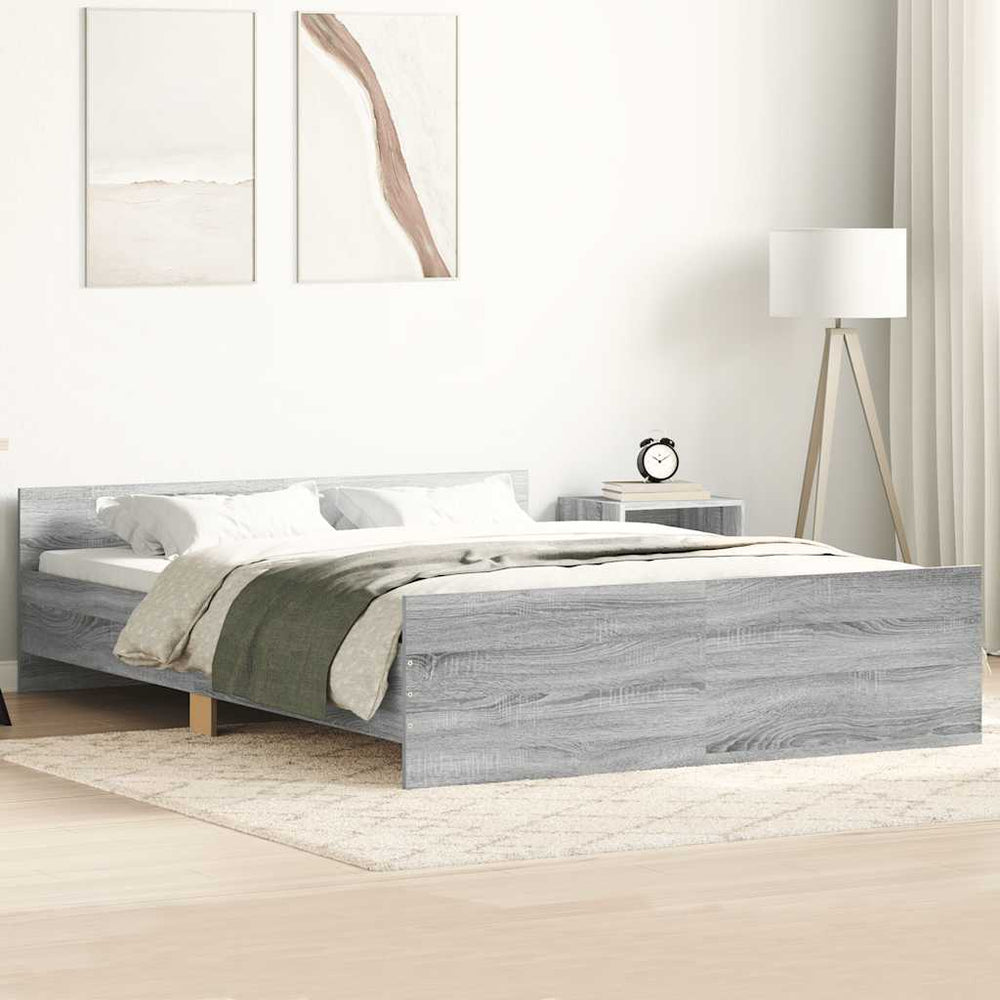 vidaXL Cadre de lit avec tête et pied de lit Gris Sonoma 150x200 cm