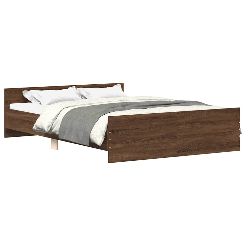 vidaXL Bed Frame with Headboard and Footboard Brown Oak-Look 150x200 cm