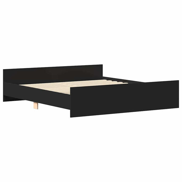 Bettgestell Schwarz 160x200 cm mit Kopf- und Fußteil