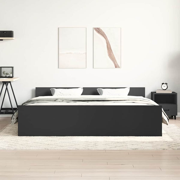 Bettgestell Schwarz 160x200 cm mit Kopf- und Fußteil