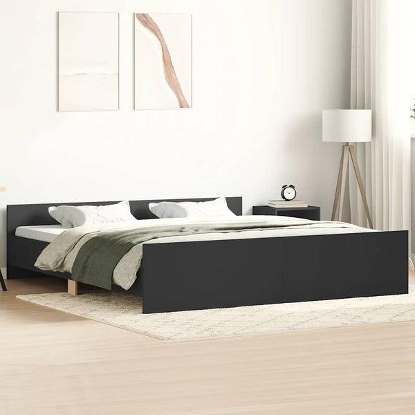Bettgestell Schwarz 160x200 cm mit Kopf- und Fußteil