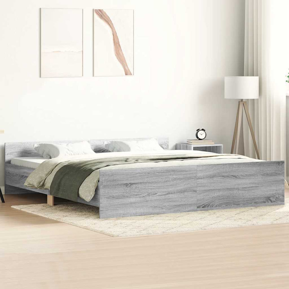 Bettgestell 160x200 cm Grau Sonoma