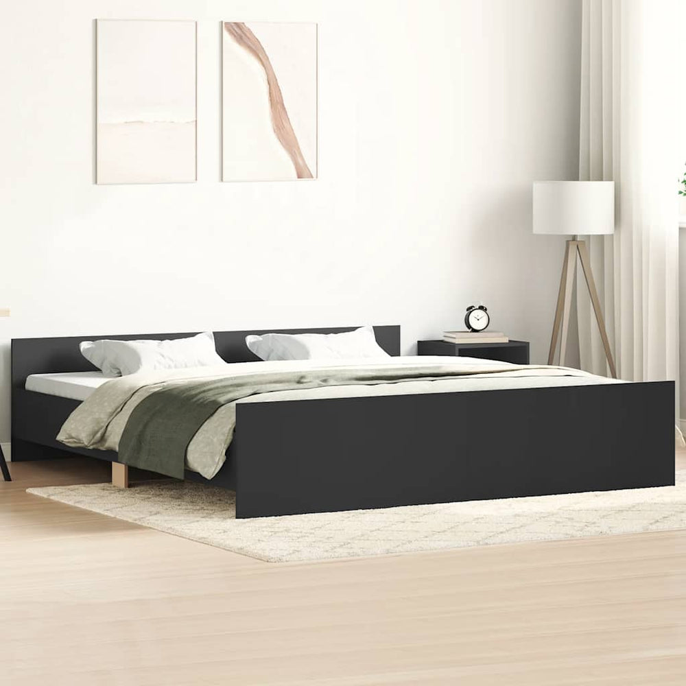 Bettgestell Schwarz 180x200 cm mit Kopf- und Fußteil