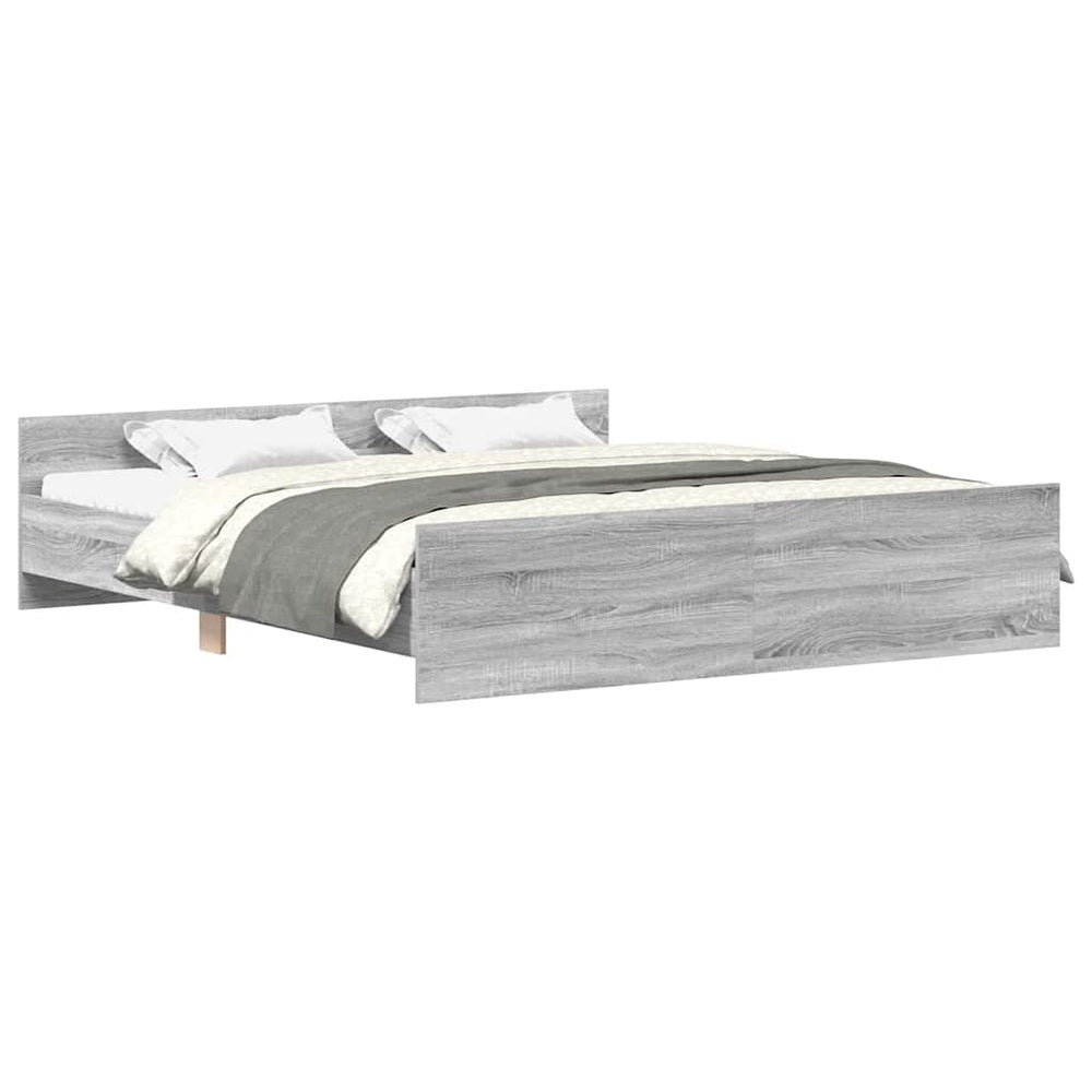 vidaXL Cadre de lit avec têtes et pieds de lit Bois de Sonoma gris 180x200 cm