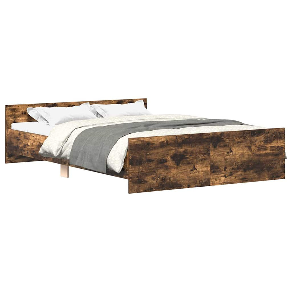 vidaXL Cadre de lit avec tête et pied de lit Chêne fumé 120x190 cm
