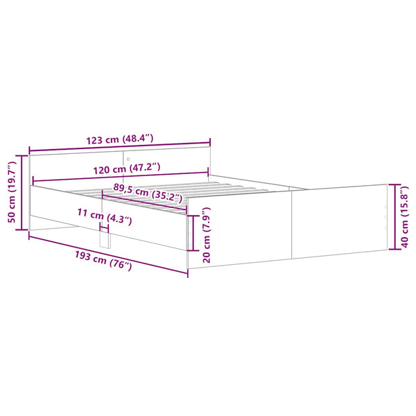 Bettgestell Braun Eiche 120x190 cm