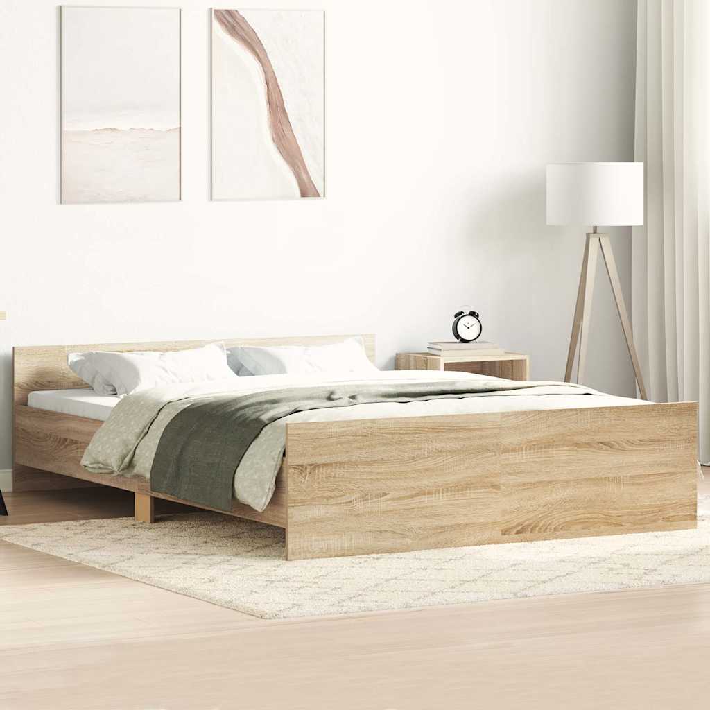 vidaXL Cadre de lit avec têtes et pieds de lit Chêne Sonoma 140x190 cm