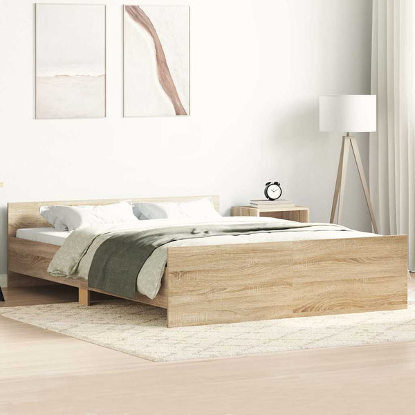 vidaXL Cadre de lit avec têtes et pieds de lit Chêne Sonoma 140x190 cm