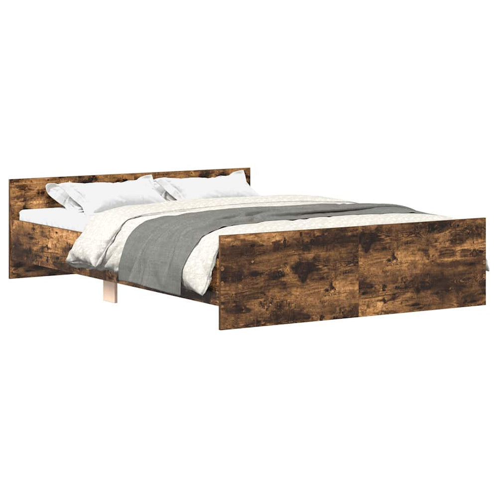 vidaXL Cadre de lit avec têtes et pieds de lit Chêne fumé 140x190 cm