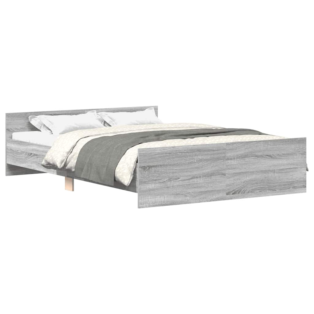 Bettgestell 140x190 cm Grau Sonoma mit Kopf- und Fußteil