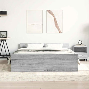 Bettgestell 140x190 cm Grau Sonoma mit Kopf- und Fußteil