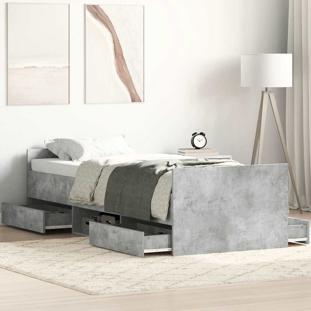 Bettgestell Betongrau 90x200 cm