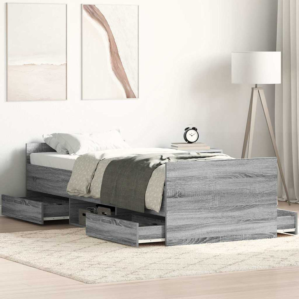 Bettgestell Grau Sonoma 90x200 cm