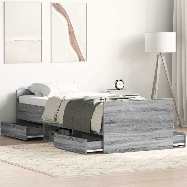 Bettgestell Grau Sonoma 90x200 cm