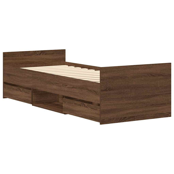 Bettgestell Braun Eiche 90x200 cm mit Schubladen