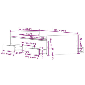 Bettgestell Sonoma Eiche 90x190 cm