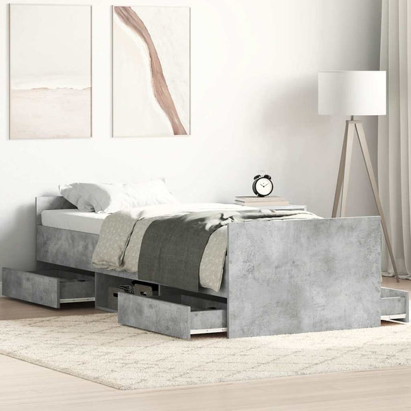 Bettgestell Betongrau 90x190 cm