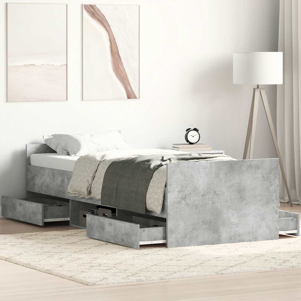 Bettgestell Betongrau 75x190 cm
