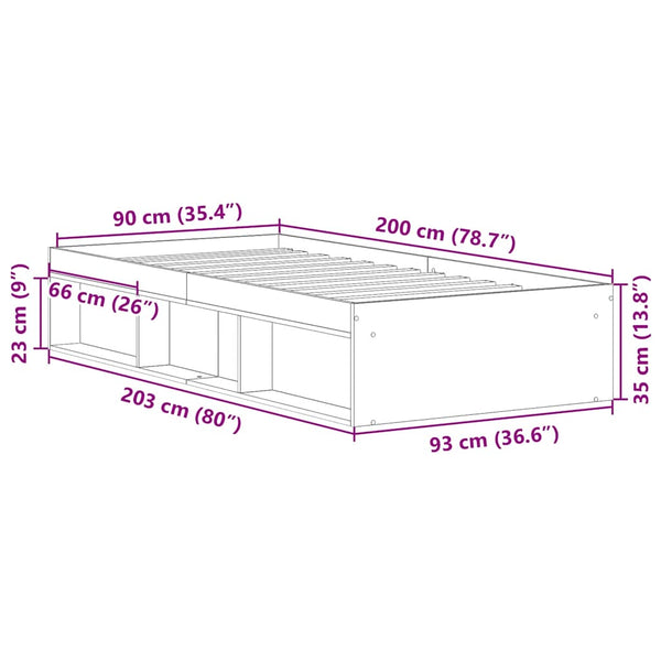 Bettgestell Räuchereiche 90x200 cm