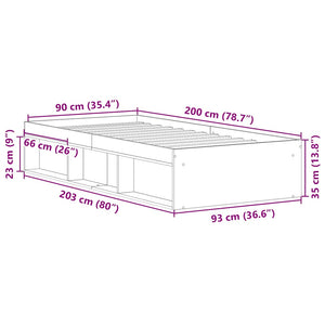 Bettgestell 90x200 cm Grau Sonoma