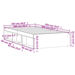 Bettgestell 100x200 cm Räuchereiche