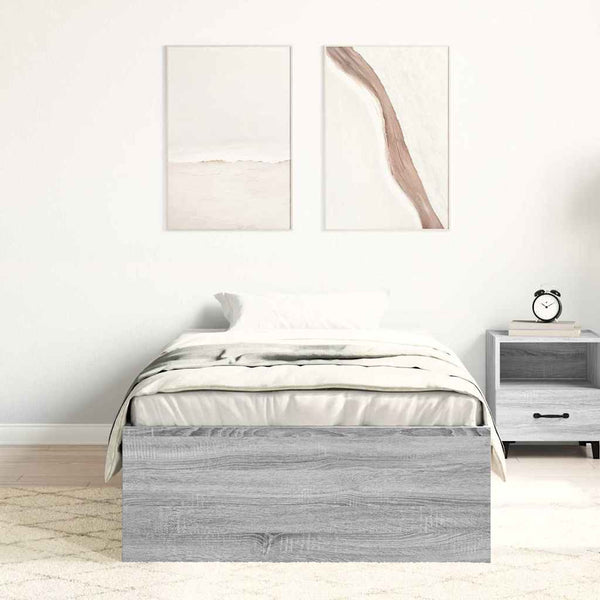 Bettgestell 100x200 cm Grau Sonoma